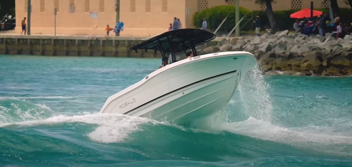 Boat Flying out of haulover inlet