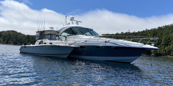 Heading north to find some salmon. Anchored in Pruth Bay on Calvert Island, BC with a Formula 45 and a Pursuit 2870.