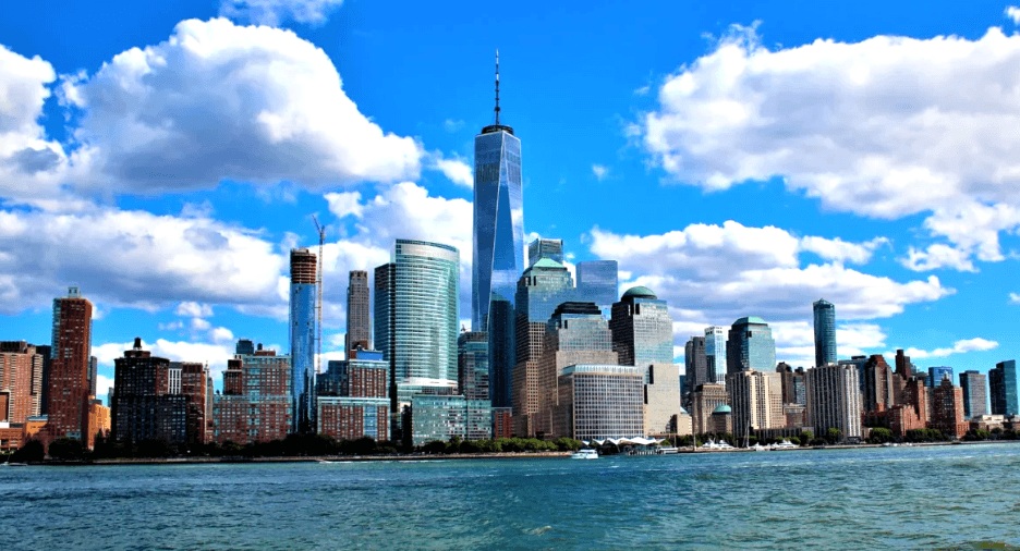 New York Harbor skyline from the water