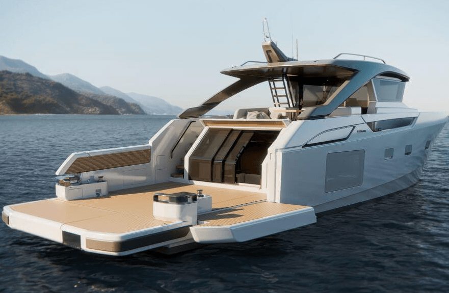 Bluegame's new BG64 with aft terraces extended