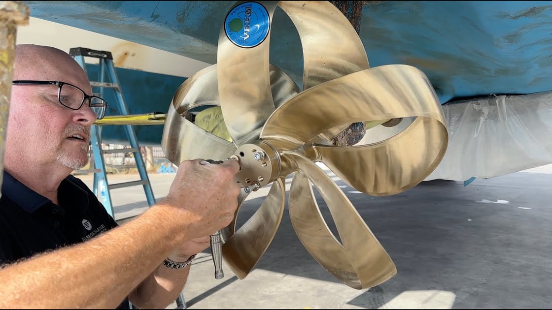 Sharrow prop being installed on a Leopard 46